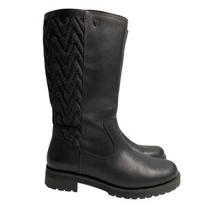 Vionic Aurora Mid Height Calf Zipper Faux Shearling Lined Boots Womens 7 black